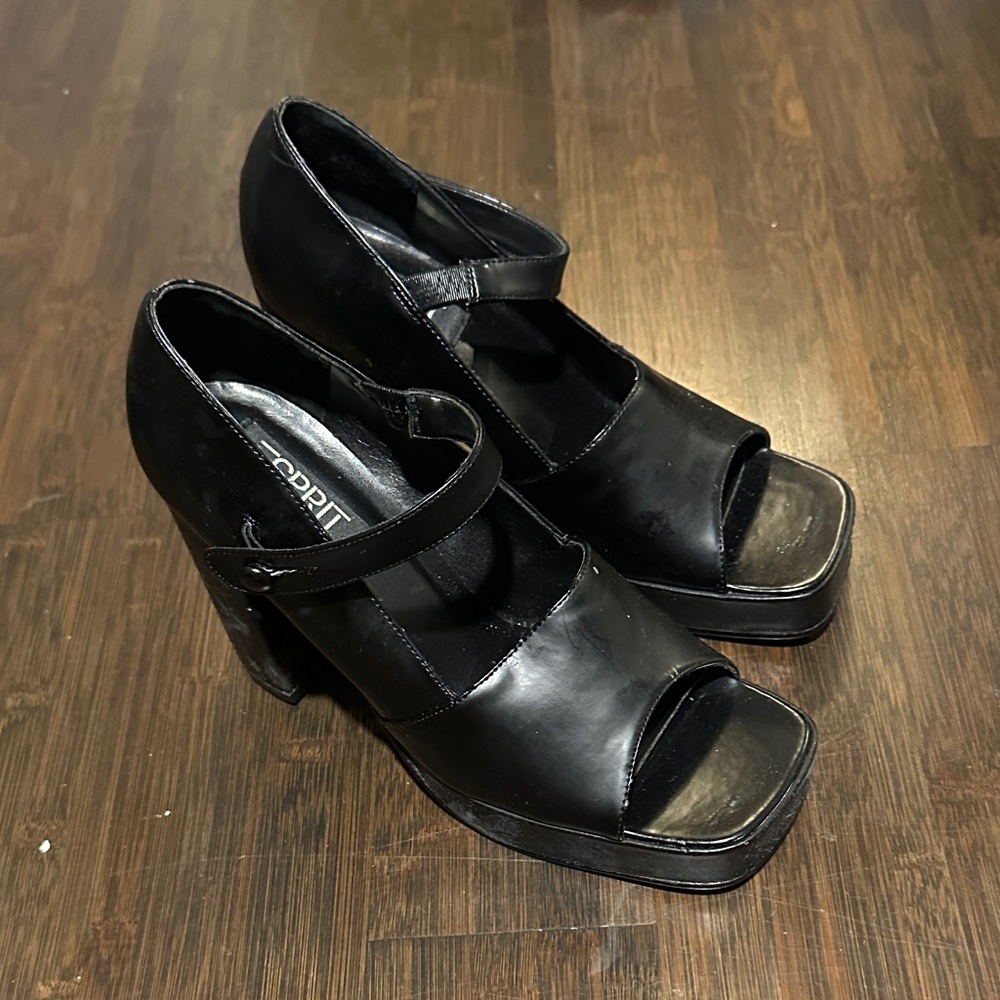 Esprit Black Open-Toe Heels